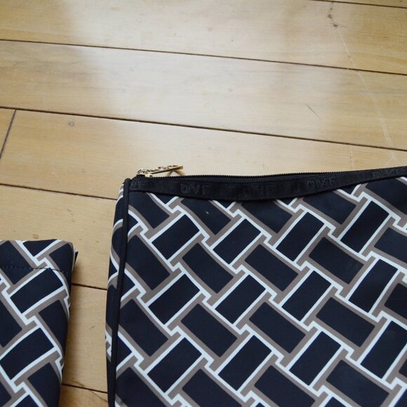 DVF for Target Vintage Weave Neutral Tote Bag Purse + Pouch 3 Pieces Set - Picture 6 of 15